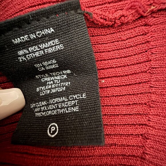 Theory Ribbed Crewneck Knit Top L Burgundy Polyamide Blend - Picture 3 of 8